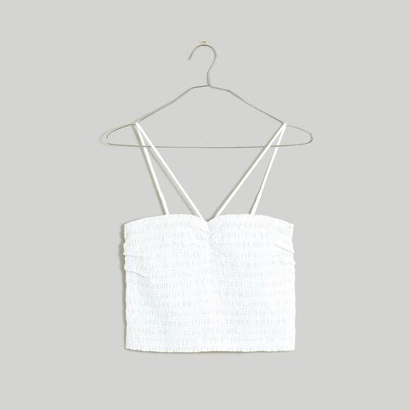 Madewell Lexi Poplin Smocked Halter Crop Top Women’s size medium - Picture 3 of 9